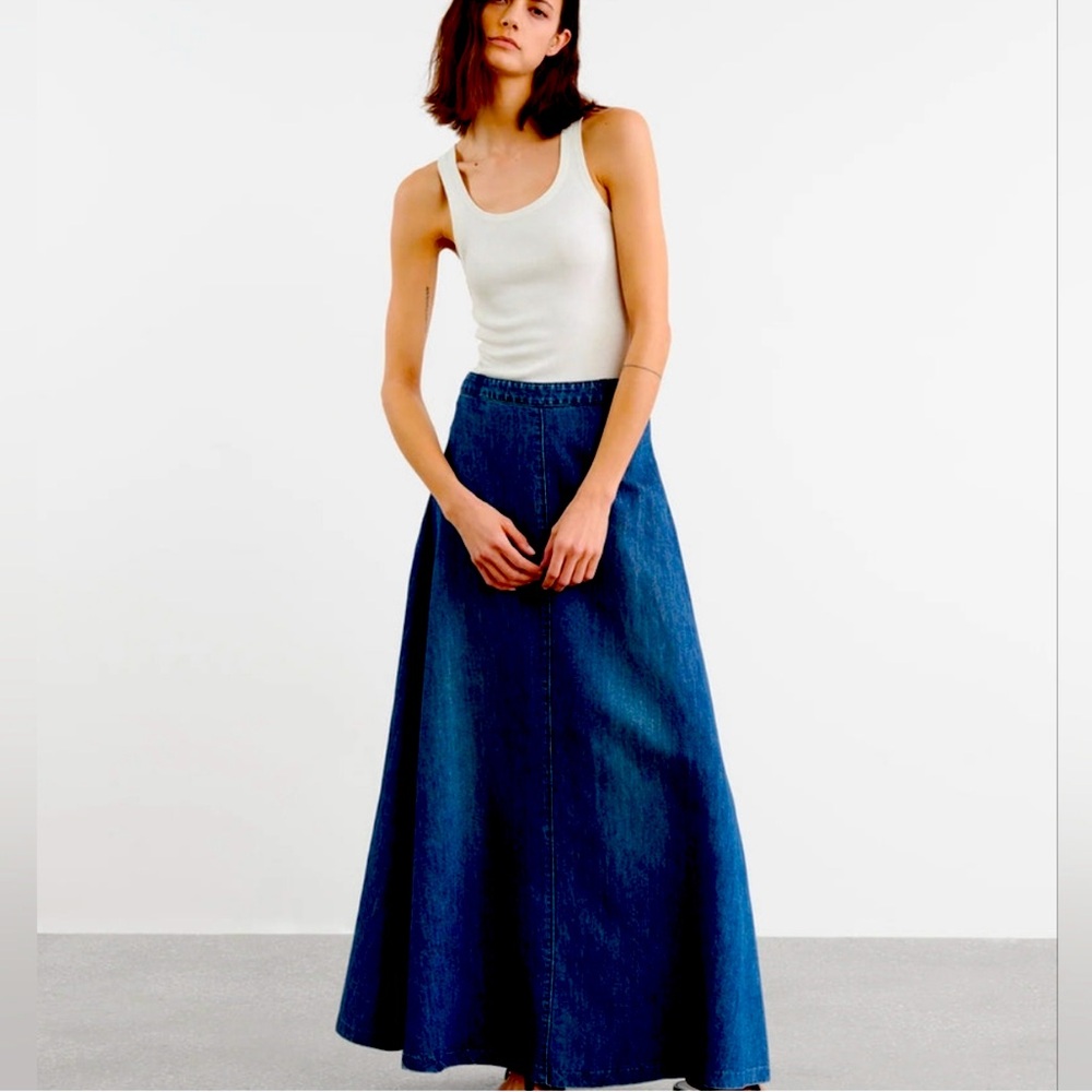 Nili lotan Astrid denim skirt 27 nwt maxi